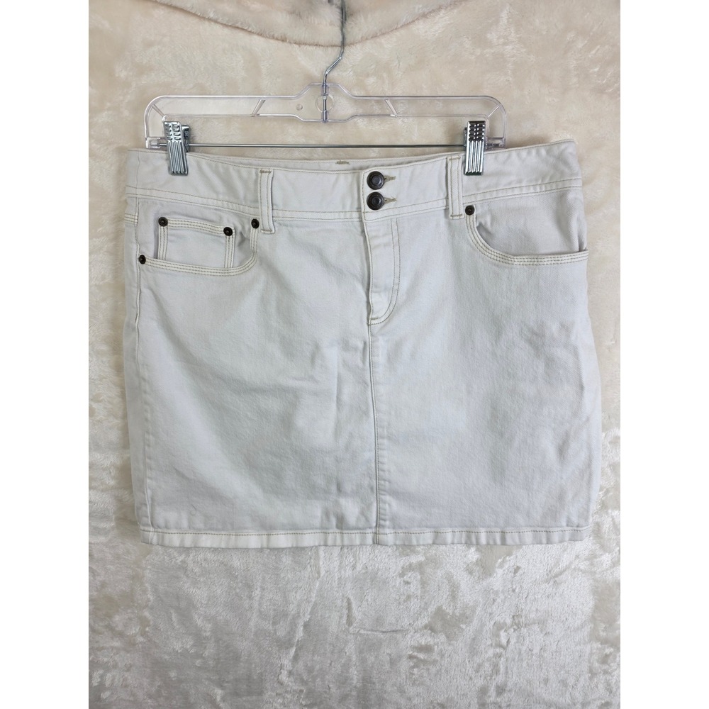 Ann Taylor Loft Womens White Denim Mini Skirt Size 14 Cotton Blend 59-140283